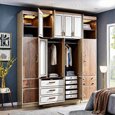 Trueliving 4 Door Corner Designer wardrobe Laminated Finish & PU Finish with Drawers (6Ft *2Ft *9Ft -1828.8MM X 609MM X 2743.2MM)